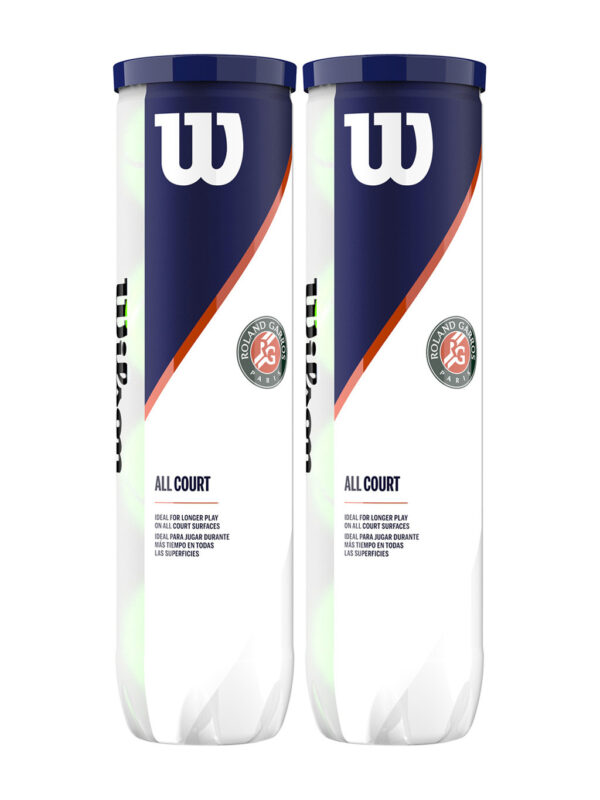 Wilson Roland Garros All Court Tube de 4 balles de tennis DUOPACK