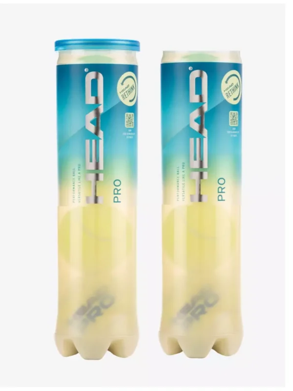 HEAD PRO Tube de 4 balles de tennis DUOPACK